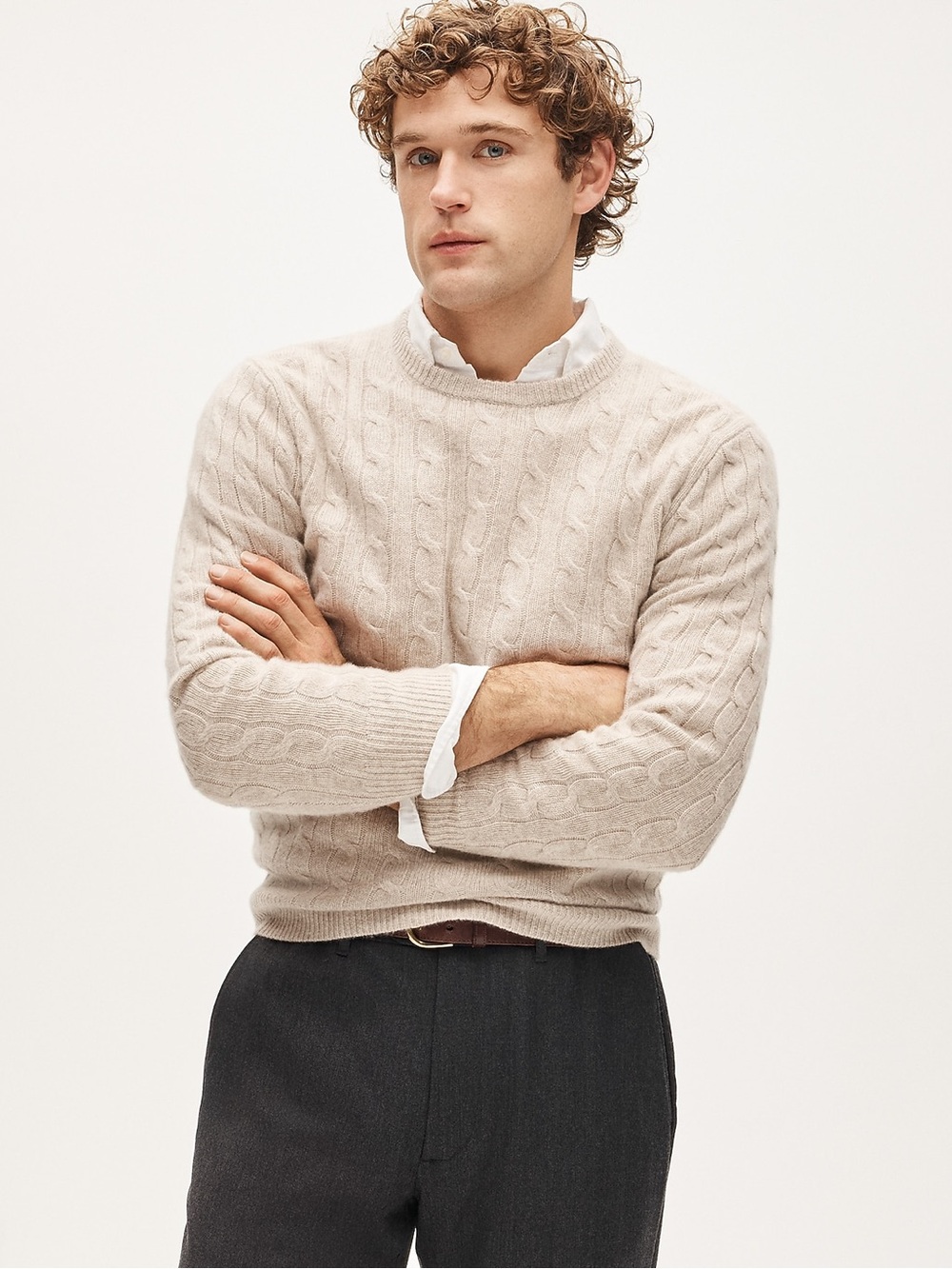 J Crew Men’s Cashmere cable-knit sweater in size Medium